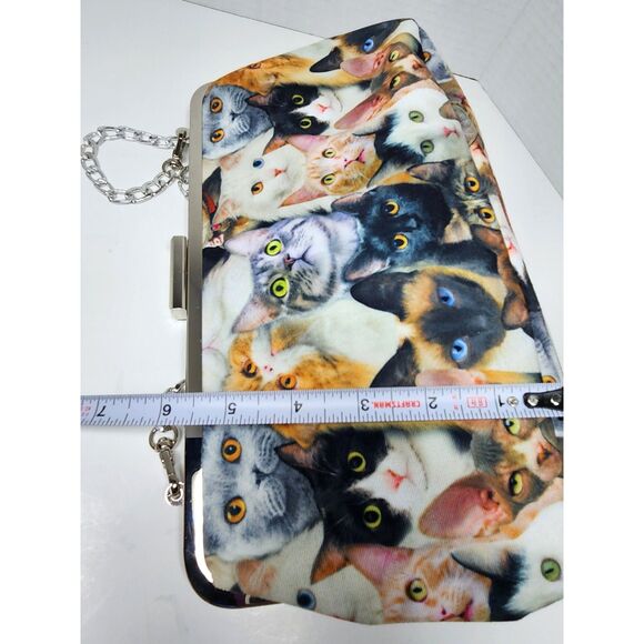 Versatile Cross Body Bag Clutch Purse East West Novelty Cats All Over Fabric - Picture 7 of 7